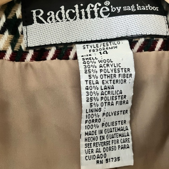 Radcliffe By Sag Harbor Wool Blend One Button Houndstooth Blazer Jacket Size 14 - Picture 4 of 7